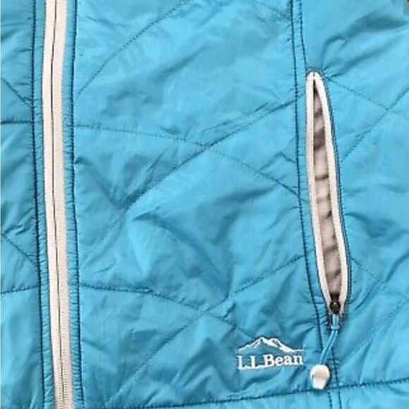 LL Bean Women's Vest Size Medium Blue Green Full Zip Quilted Nylon Poly … - Picture 2 of 8